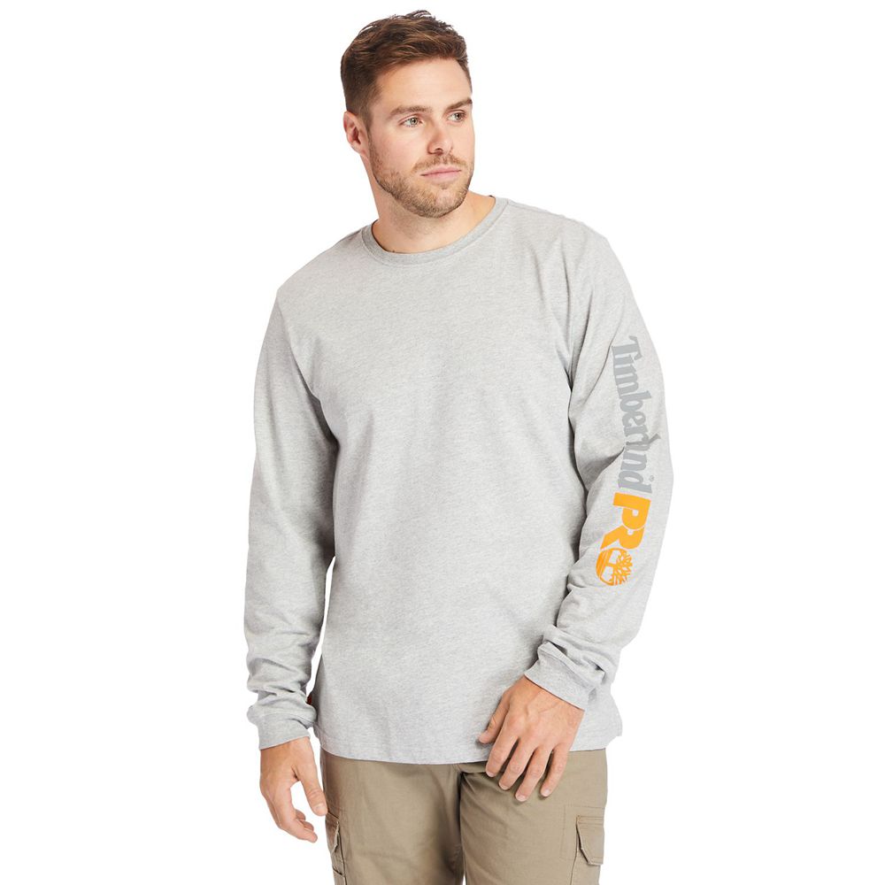 Camisetas Timberland Hombre Pro® Big & Tall Base Plate Long-Sleeve Wicking Gris - Chile VJL-923501